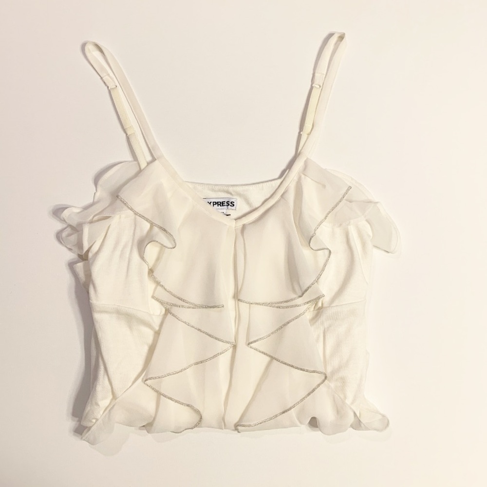 NWT! EXPRESS Off-White Ruffle Tank Top